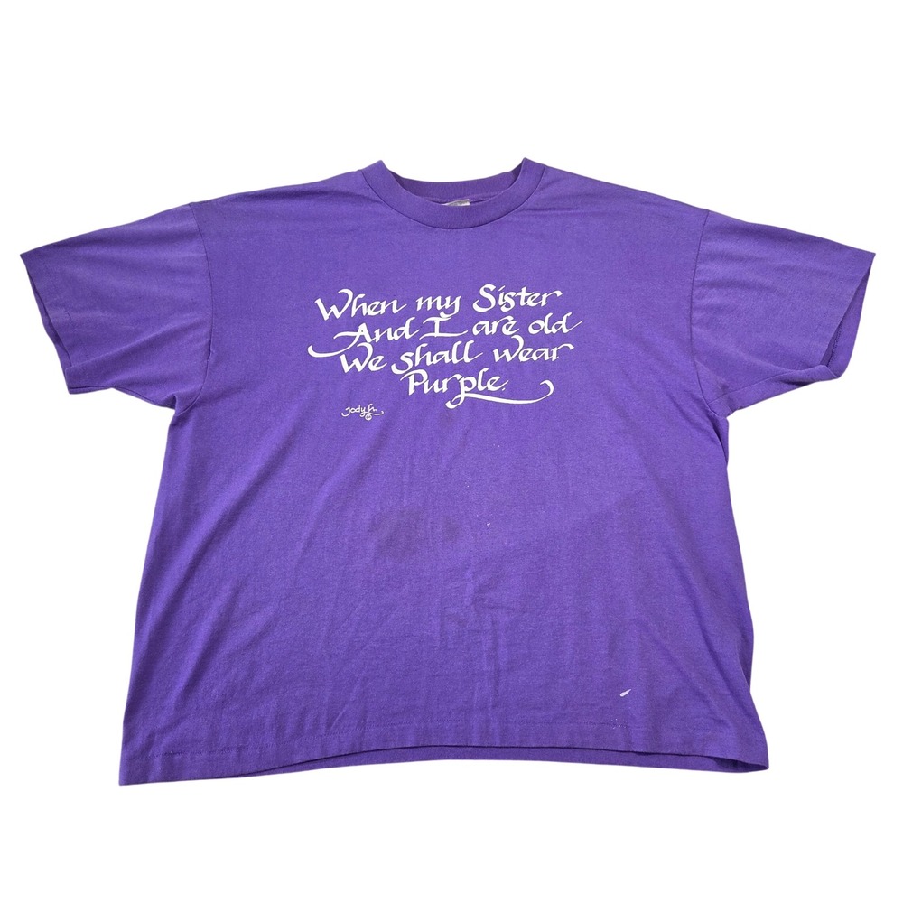 Vintage Hanes Purple Sister Quote Graphic Shirt Adult XL Single Stitch Made USA